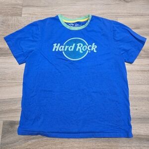 Hard Rock Cafe Blue Embroidered T-shirt Men's Large